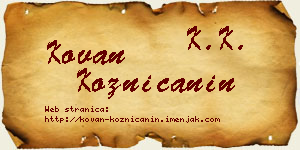 Kovan Kozničanin vizit kartica